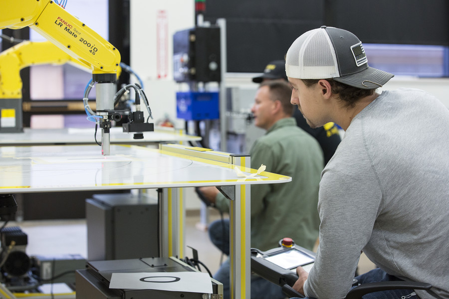 Electromechanical students in class